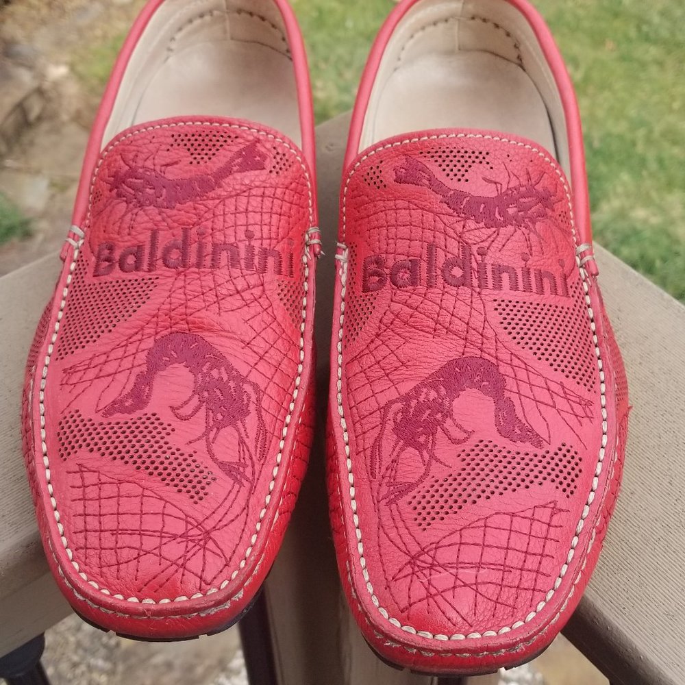BALDININI ITALY   Red Loafers Casual Slip On Shoes Size 12.5